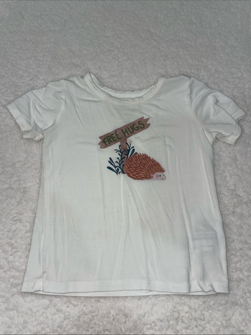 Posh Peanut White Short Sleeve Tee with 'Free Hugs' Hedgehog